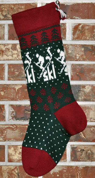 Skier Knit Christmas Stocking